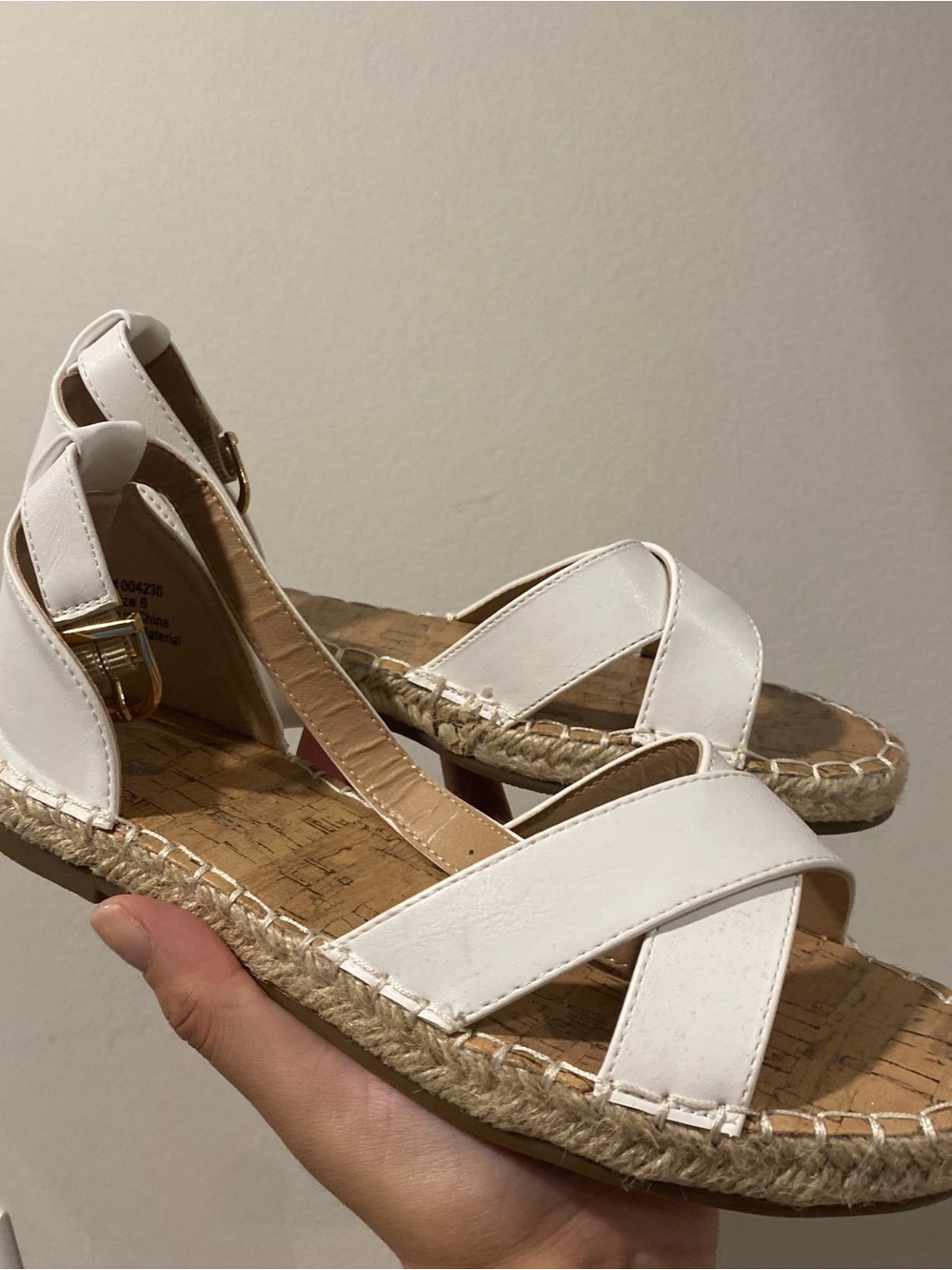Women's White Espadrille Sandals with Ankle Strap